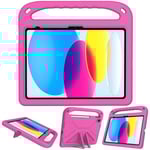 iPad 10.9 10th Gen (2022) Stöttåligt skal/fodral med handtag - Perfekt för barn, rosa