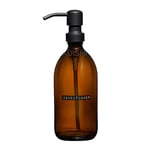 Kuishi 500ml Bathroom Bottle, Shampoo Conditioner Body Wash Dispensers, Stainless Steel Black Press Down Head- Recycled Amber Glass- Eco Friendly- Modern Home Décor