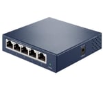 BALALALA5 port Gigabit network switch (up to 1000 Mbps, shielded RJ-45 ports, metal chassis, optimized traffic, IGMP snooping, unmanaged, fanless)