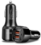 Usful Tech - Dual Port QC3 Fast Charge USB Car Charger, USB 3.0 Car Phone Charger, 36W/6.2A Fast Charging Cigarette Lighter Adapter, Compatible with iphone, Samsung and Android phones