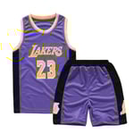 Lakers #23 Lebron James Jersey No.23 Basket Uniform Set Barn V Y Purple L (140-150cm)