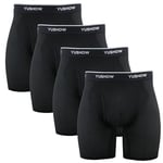 YUSHOW Lot de 4 Boxer Homme Mesh Soie de Glacée Long Calecon Doux Confortable sous-vêtements Anti-frottement Boxers Fitted Trunk Respirant,Noir（4 Pack,M
