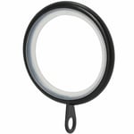 BLACK CURTAIN RINGS x10 Quiet Silent Smooth Glides Loop Matte 25mm Pole Rail Rod