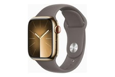 Apple Watch Series 9 (GPS + Cellular) - guld rustfrit stål - smart ur med sportsbånd - clay - 64 GB