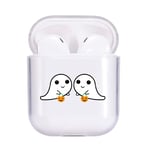 Idocolors Geist & Pumpkin Case compatible with Airpod Clear Soft TPU, [ LED Visible ] [ Supports Wireless Charging ] Protective Cover for Airpods 1st and 2nd Gen