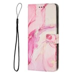 EIDERWOOD iPhone 16e Konstläder Fodral med Plånbok & Rem - Marmor Design - Rosa