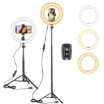 10" Ring Light with Tall Tripod Stand & Phone Holder for YouTube Video,