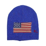 Polo Ralph Lauren USA Flag Beanie Hat Unisex Adults One Size Blue Lambswool BNWT