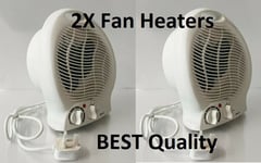 2 X Electric Heater 2KW Portable Fan Upright Hot & Cold Setting Thermostat MYVAY