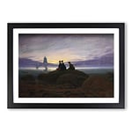 Big Box Art Moonrise Over The Sea by Caspar David Friedrich Framed Wall Art Picture Print Ready to Hang, Black A2 (62 x 45 cm)