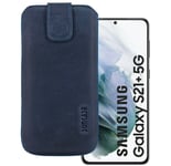 Case for Samsung Galaxy S21 Plus 5G Case Leather Protection Pebble Blue+Silicone
