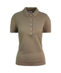 Lacoste Slim Fit Short Sleeve Womens Brown Polo Shirt PF7845 VDW Cotton - Size 10 UK