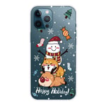 iPhone 14 Pro TPU Plast Skal - Jul-tema - Snögubbe, hund och renar