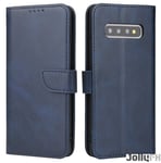 JollyFX Magnetfodral elegant fodral med Bookcase med kickstand för Samsung Galaxy S10 Plus - Blå