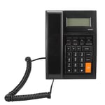 Corded Phone, ABS Black Portable Blue Light LCD Display Hands Free Call Fixed Landline Telephone for Home Office