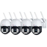 Lot de 4 Caméra Surveillance Ctronics 4K 8MP WiFi 2,4/5Ghz Extérieure Détection Humaine/Véhicule avec Suivi Automatique 355°Pan 90°Tilt Vision