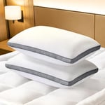 Wellos Lot de 2 oreillers de lit en Duvet Alternatif de qualité hôtelière avec Rembourrage en Microfibre pelucheuse pour Les Personnes Dormant sur Le côté/Le Dos, oreillers fermes pour Soutien de la