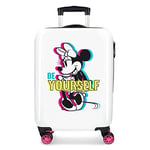 Disney Minnie Be Yourself - Traits White Cabin Suitcase 38 x 55 x 20 cm Rigid ABS Combination Lock 34 Litre 2.6 kg 4 Double Wheels Hand Luggage