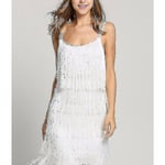 Great Gatsby Klänning 1920-tals Fest Vintage Pärlor Damernas Fransklänningar Vit White S
