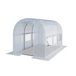 TOOLPORT Tunnelväxthus Växthus 2x3m stabil & hållbar med fönster - 180g/m² tjock PE-presenning vit transparent