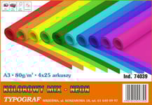 Typografi Typografipapper A3/80 G Neon 25 X 4 Colors (100)