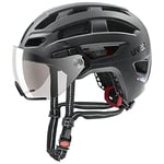 uvex Finale Visor - Secure City Bike Helmet for Men & Women - Visor - incl. LED Light - Black Matt - 56-61 cm