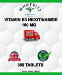 Vitamin B3 Nicotinamide 100 MG ,365  Tablets Flush Free Niacin Niacinamide