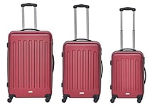 Packenger Packenger 3er Koffer-Set"Travelstar" Trolley-Set Hartschale (M, L & XL) Hand Luggage, 75 cm, 94 liters, Red (Rot)