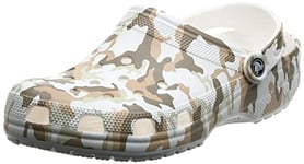 Crocs Sabots Classiques Unisexes, Blanc/Camouflage, 39 EU, Blanc/Effet Camouflage, 37.5/38.5 EU