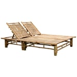 Helloshop26 - Transat chaise longue bain de soleil lit de jardin terrasse meuble d'extérieur pour 2 personnes bambou