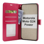 Crazy Horse Wallet Motorola Moto G24 Power (Hotpink)