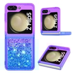 SKALO Samsung Z Flip5 Kvicksand Glitter Hjärtan TPU-skal - Lila- multifärg