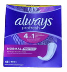 Always Profresh 4 in 1Normal Panty Liners Qty 48 BNIB Free UK P&P