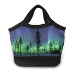 Northern Lights Aurora Borealis Women Portable Lunch Bag Tote Bags Insulated Leakproof Thermal Cooler Box for School Work Picnic