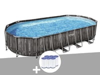 Kit piscine tubulaire ovale Bestway Power Steel décor bois 7,32 x 3,66 x 1,22 m + 6 cartouches de filtration