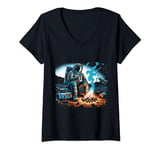 Womens Astronaut Stranded in a Distant Planet Calming Funny Trippy V-Neck T-Shirt