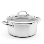 GreenPan Venice Pro Tri-Ply Stainless Steel Healthy Ceramic NonStick 24cm/7.6 L Multipurpose Boiler Stockpot with Steamer/Strainer Insert & Glass Lid, PFAS Free,Induction & Oven Safe,Silver