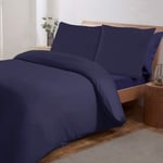 Sleepdown Jersey Melange Navy Warm Cosy Easy Care Plain Yarn Dyed Duvet Cover Quilt Bedding Set - 200cm x 200cm + 2 Pillowcases 80cm x 80cm