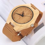 Beilaishi Fashion Personality Big Round Dial Bamboo Shell Watch with Leather Strap replacement watchbands (Color : Color8)