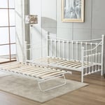 Daybed 3ft Single Glossy White Metal Framed Versailles Guest Sofa Bed