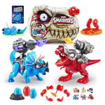 Smashers Dino Island T-Rex Battles by ZURU, Red T-Rex, 50+ Surprises Boys Collectible Dinosaur T-Rex Triceratops, Surprise Discovery (Red T-Rex)
