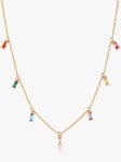 Sif Jakobs Jewellery Princess Baguette Cubic Zirconia Chain Necklace, Gold/Multi