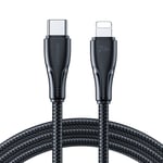 Joyroom USB-kabel USB-C til Lightning med 20W hurtigopladning 3m - Sort.