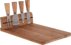 Excellent Houseware Serveringsbräda I Bambu Med Ostknivar 30X21cm