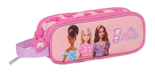 Safta Barbie Love – Double Pencil Case for Children, Children's Pencil Case, Ideal for School-Aged Children, Comfortable and Versatile, Quality and Resistance, 21 x 6 x 8 cm, Pink, Pink, Estándar,