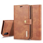 DG.MING iPhone X/XS Plånboksfodral med avtagbart skal, Cognac