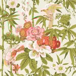 Sanderson Water Garden Bamboo & Birds Mandarin Red Olive