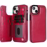 Iphone 15 - Läder Fodral med 3-kortfack Rosa
