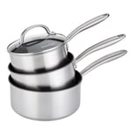 Prestige - Scratch Guard - 3pc Saucepan Set - 16/18/20cm - Stainless Steel - Scratch Resistant - Induction Suitable - Dishwasher and Oven Safe - Glass Lids