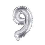 Party Deco Mylar Balloon Number 9 New Silver 35 cm Birthday Adult Child